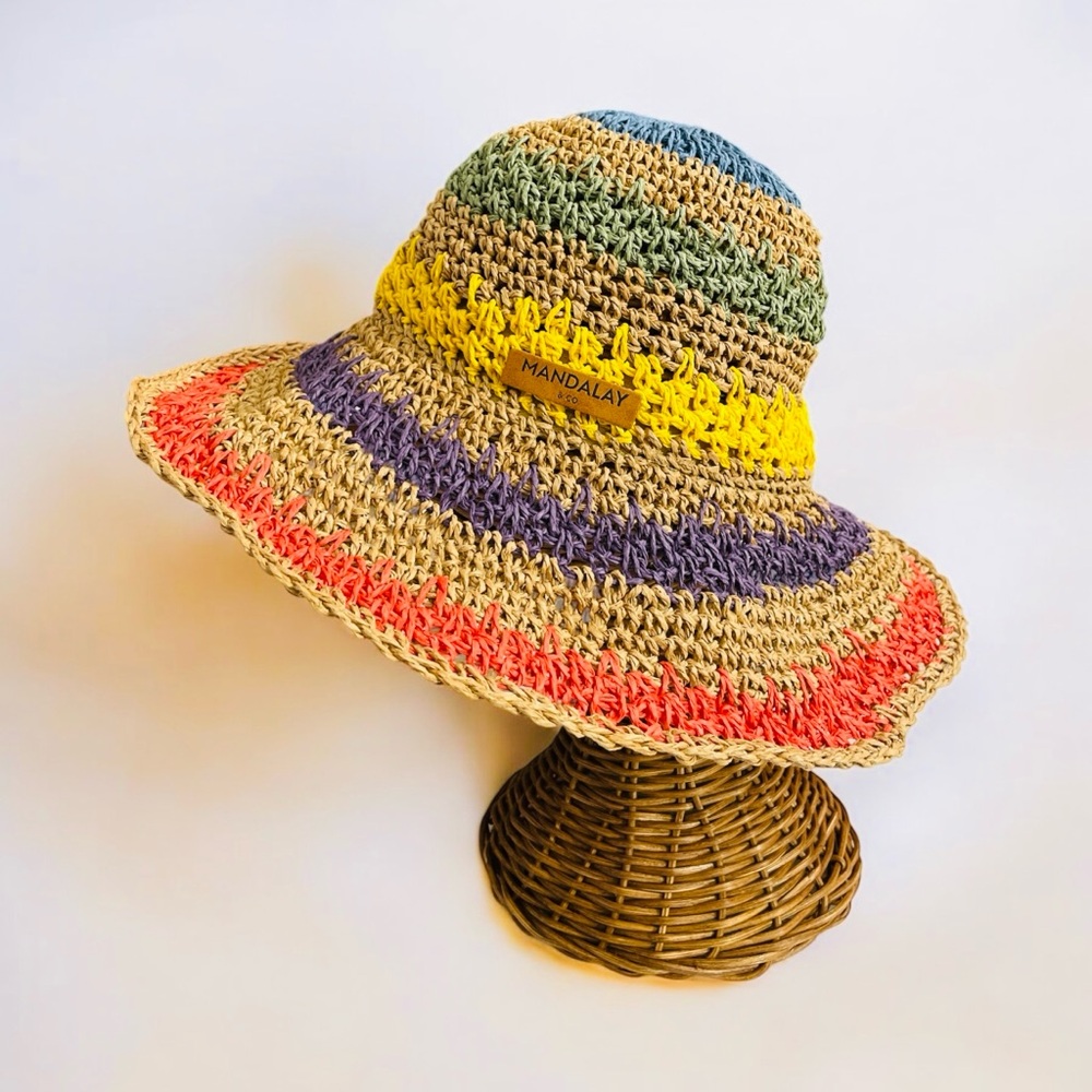 BOHEMIAN STARBURST STRAW BUCKET HAT - Picture 3 of 7